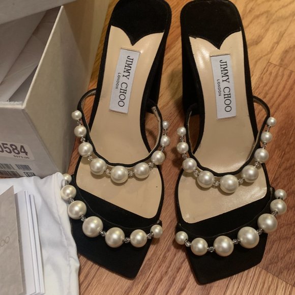 JIMMY CHOO Suede Beaded Accents Slides - Size 9 - Picture 7 of 11